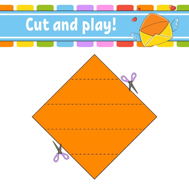 Cut and play logic puzzle for kids education developing worksheet learning game activity page cutting practice for preschool vector illustration