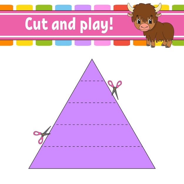 Cut and play. Logic puzzle for kids. Education developing worksheet. Learning game. Activity page. Cutting practice for preschool.