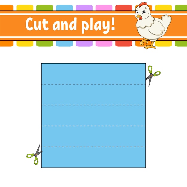 Cut and play logic puzzle for kids education developing worksheet learning game activity page cutting practice