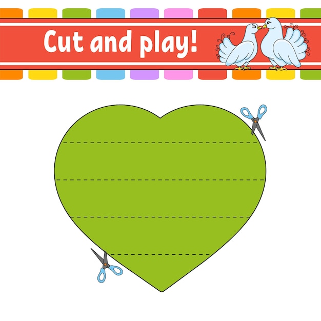 Cut and play Logic puzzle for kids Education developing worksheet Learning game Activity page