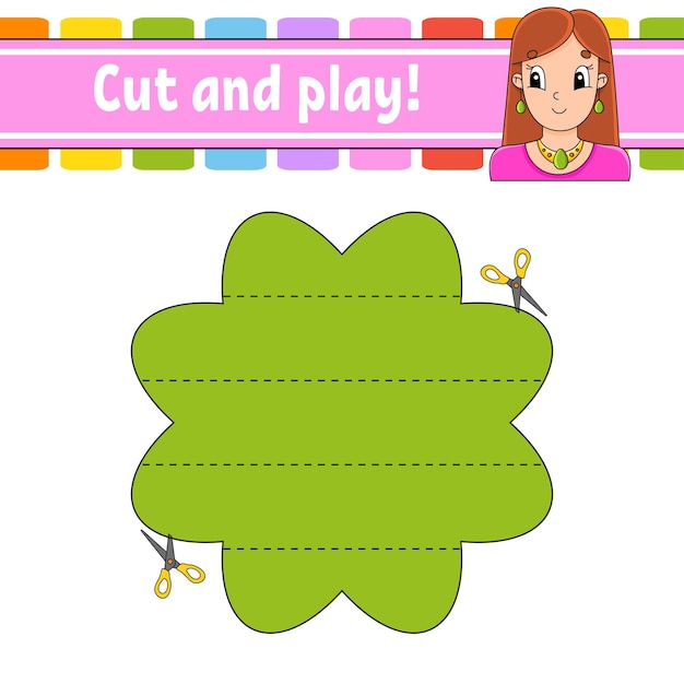 Cut and play logic puzzle for kids education developing worksheet learning game activity page