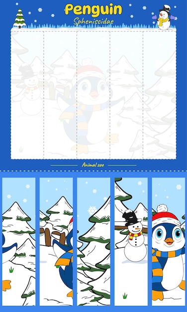 Cut and play Penguin Vertical ready for print