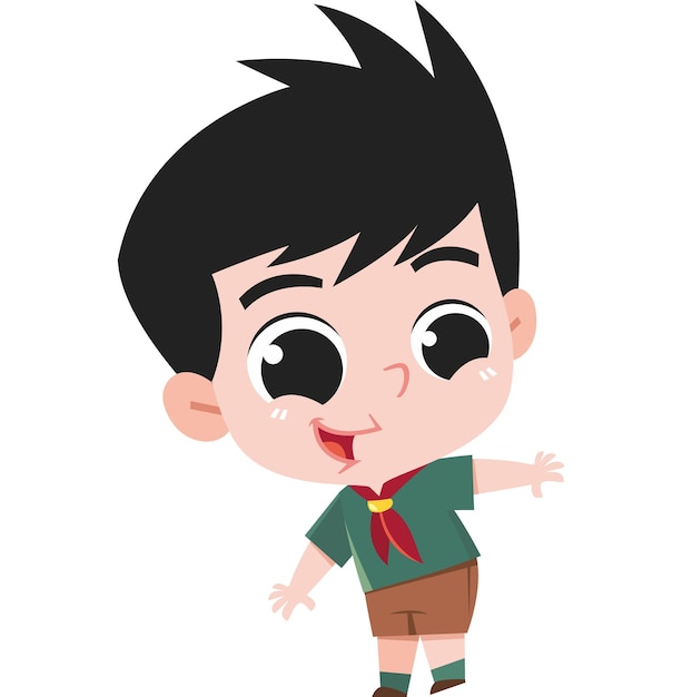 Vector cut pose of a small child playing portrait