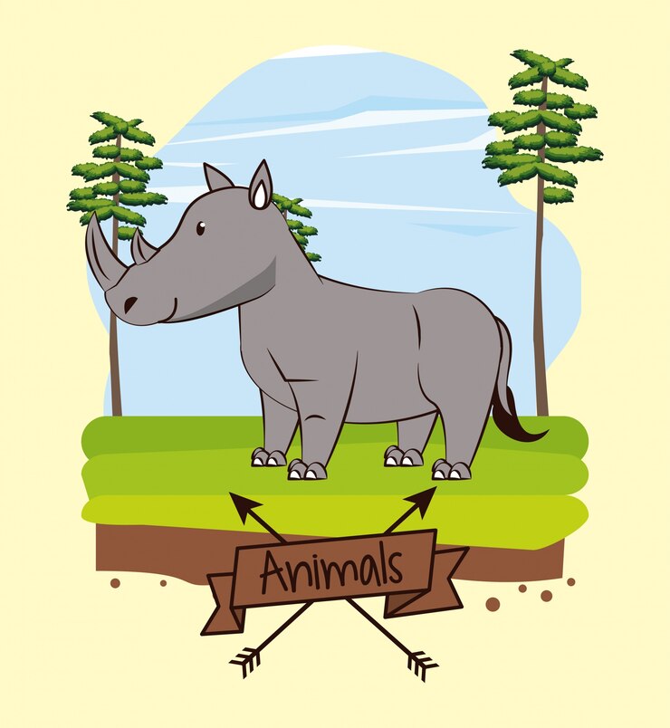 Vector cut rhino in the forest 