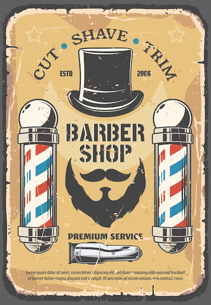 Vector cut shave trim services in barber shop salon