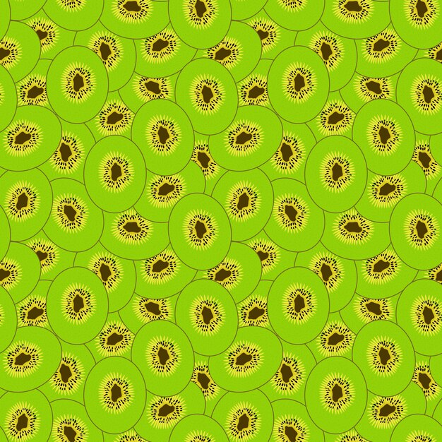 Cut of the Sweet, ripe, tasty and fragrant Kiwi. Seamless pattern