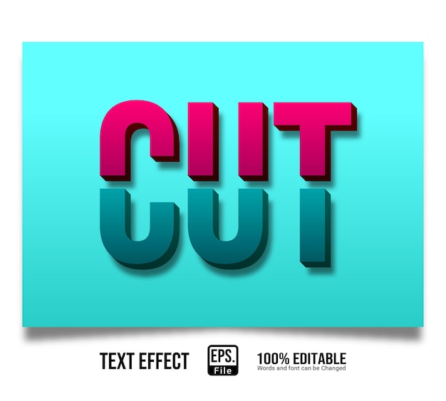 Vector cut text effect 3d editable