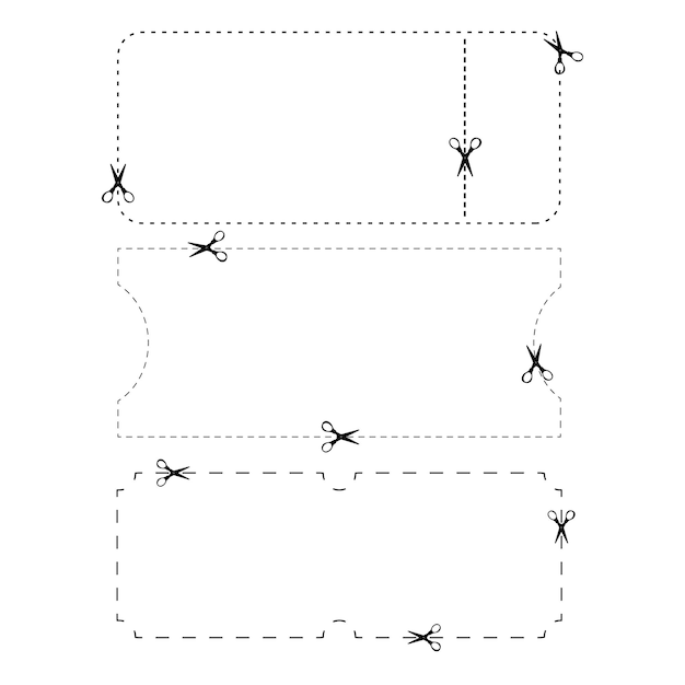 ベクトル 点線のクーポンをはさみで切る 映画券の点線