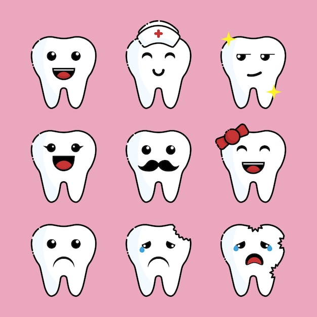 cut tooth kawaii character set bundle