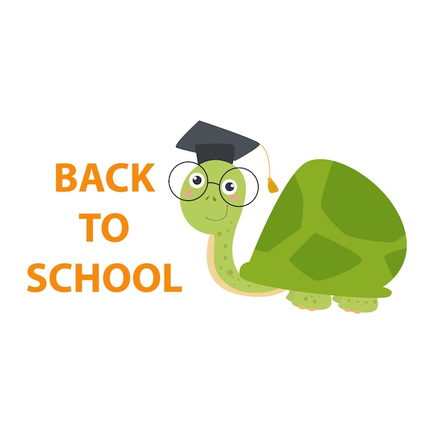 cut turtle back to school, illustrationn vector graphic