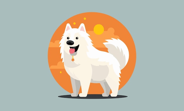 A cut white color dog vector illustration