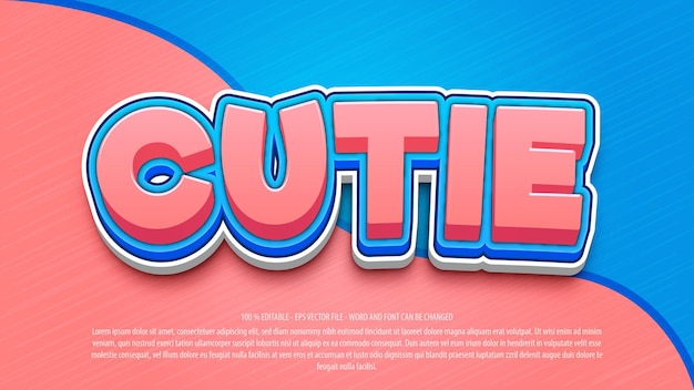 Cute 3d cartoon editable text effect