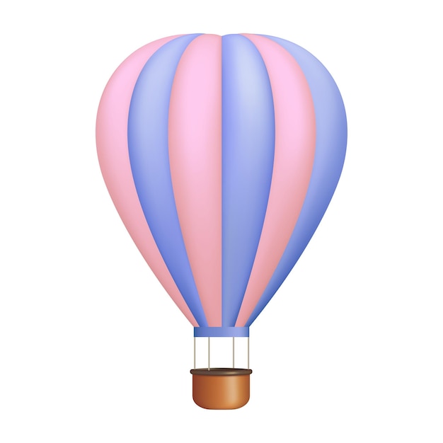 Vector cute 3d hot air balloon icon