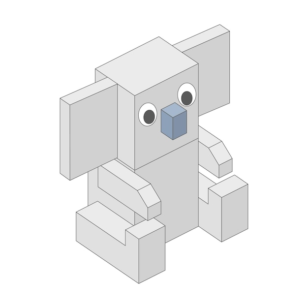 Вектор Симпатичный 3d персонаж коала в пиксельном стиле на белом фоне