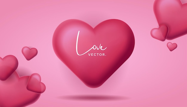 Cute 3D Pink Love Vector