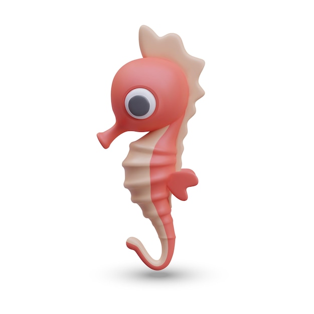 Vector cute 3d seahorse side view colorful sea creature