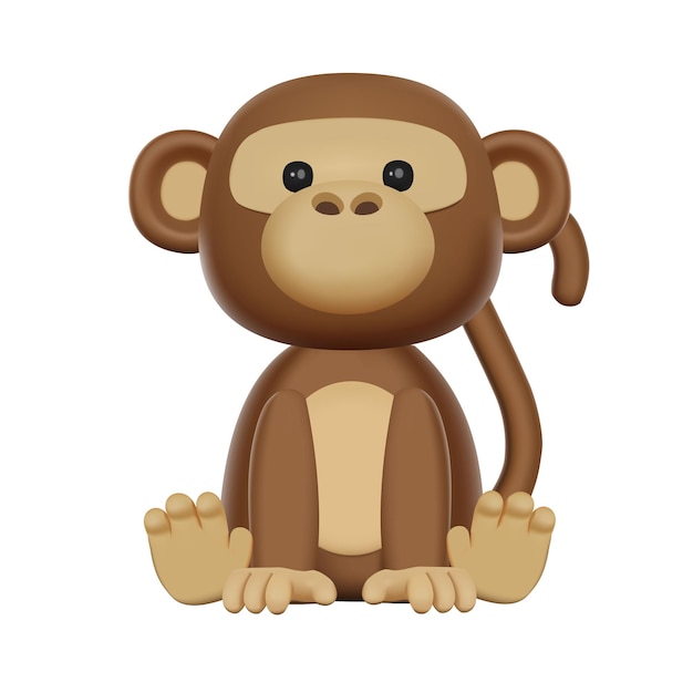 Carino giocattolo a carattere vettoriale 3d per scimmie