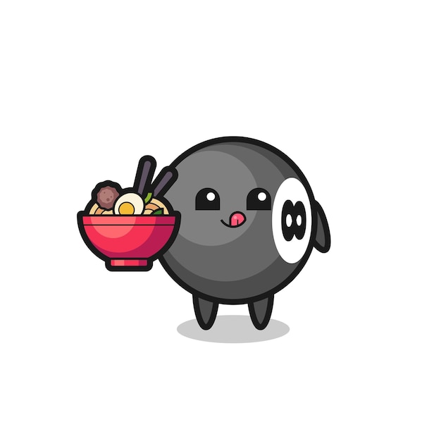 Cute 8 ball billiard character eating noodles cute style design for t shirt sticker logo element