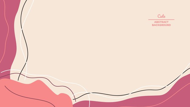 左下側に波形と線画のかわいい抽象的な背景