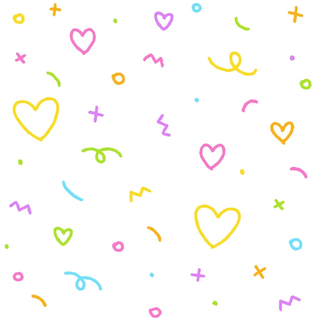 Cute Abstract Confetti Sprinkle Sparkle Heart Rainbow Pastel Color Seamless Pattern Black Background