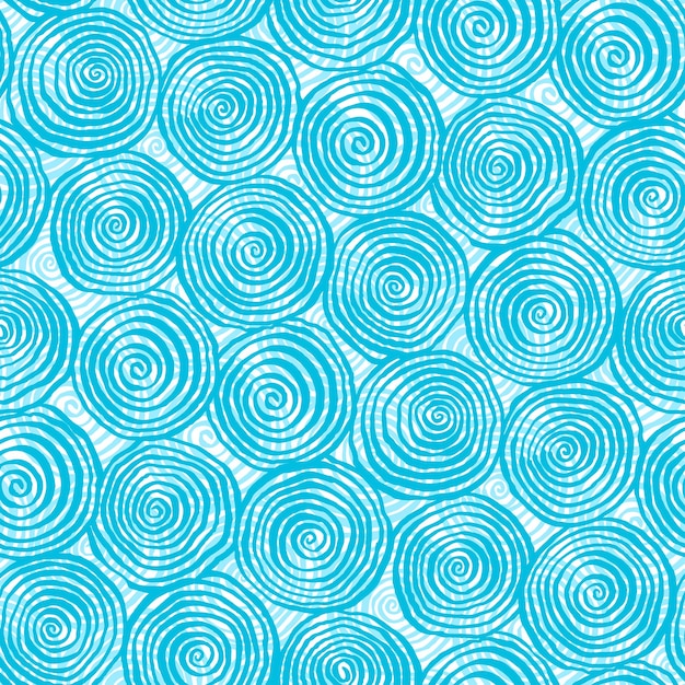 Cute abstract pattern with blue spirals on a white background