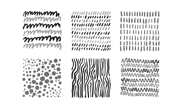 Vector cute abstract patterns set black gray white irregular design elements vector illustration isolated on a white background