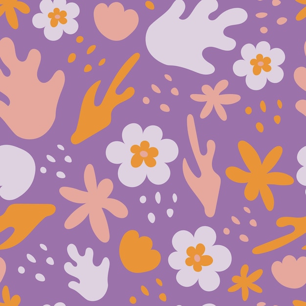 Cute abstract seamless pattern with organic shapes