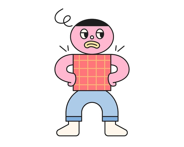 Vector cute abstract shapes characters a thuglike character puts his hand on his hip and has a disgruntled face