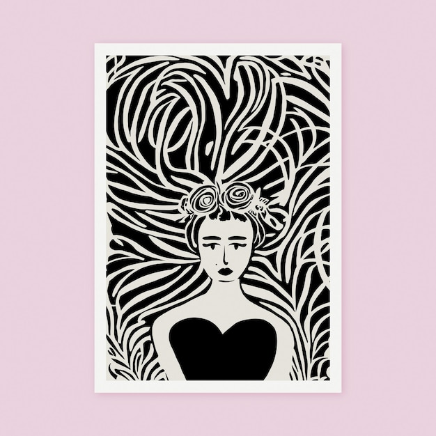 Cute Abstract Woman Girl in the Jungle Poster