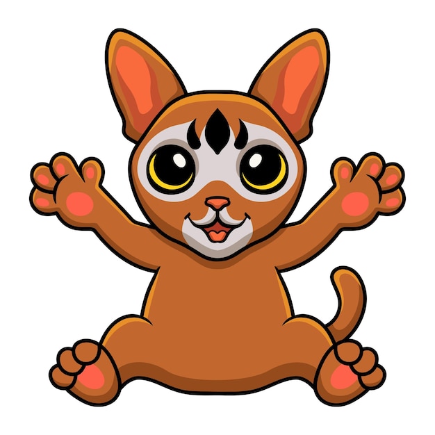 Cute abyssinian cat cartoon sitting