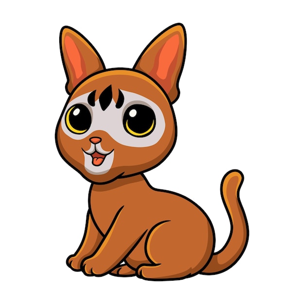 Милый абиссинский кот мультфильм сидит