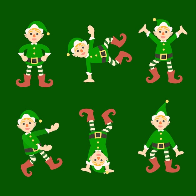 Vector cute active young christmas elf