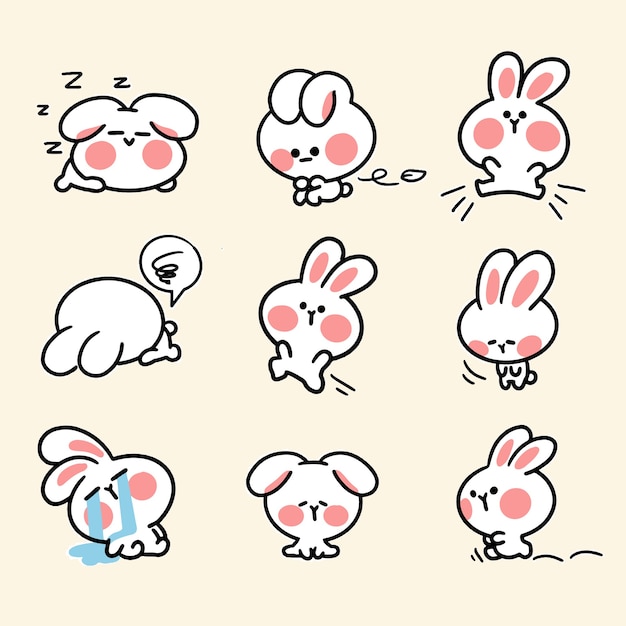 Cute and adorable bunny sticker second set