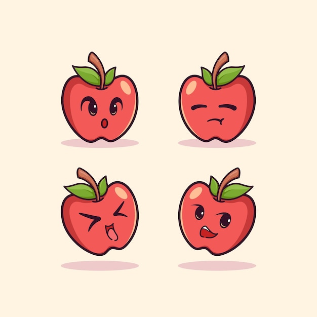 Cute adorable cartoon apple fruit illustration for sticker icon mascot and logo