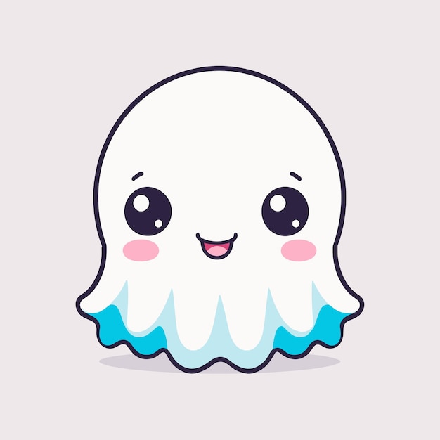 Cute adorable cartoon ghost kawaii character illustration vector design