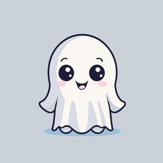 Cute adorable cartoon ghost kawaii character illustration vector design