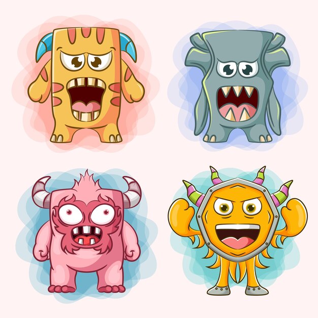 Vector cute and adorable cartoon monster