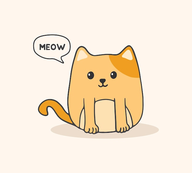 cute adorable cat hand drawn illustration