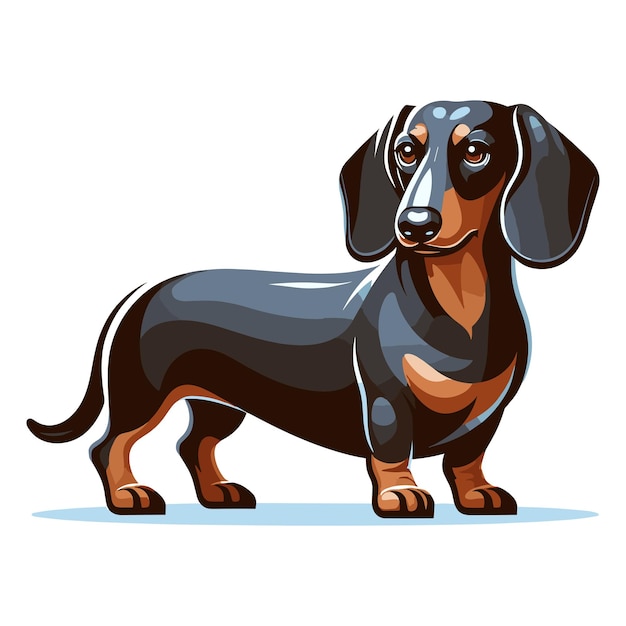 Cute adorable dachshund dog cartoon character vector illustration funny pet animal dachshund puppy