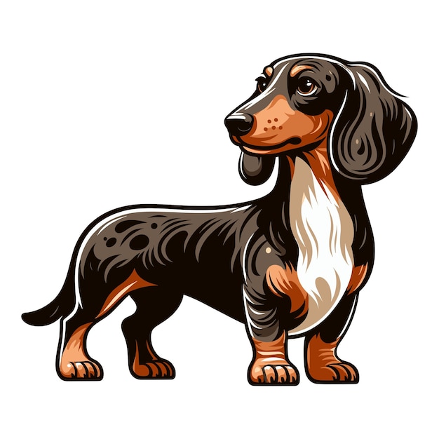 Vettore cuccino adorabile cane dachshund personaggio di cartone animato illustrazione vettoriale animale domestico divertente cucciolo di dachshunt