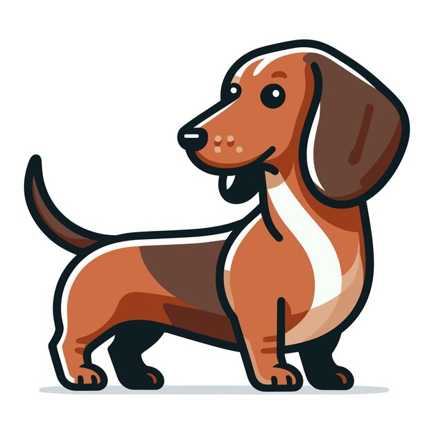 Cuccino adorabile cane dachshund personaggio di cartone animato illustrazione vettoriale animale domestico divertente cucciolo di dachshunt