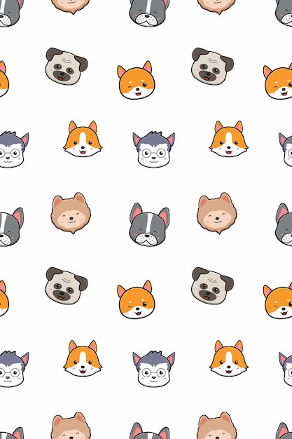 Vector cute adorable dog mascot icon cartoon doodle seamless pattern background illustration