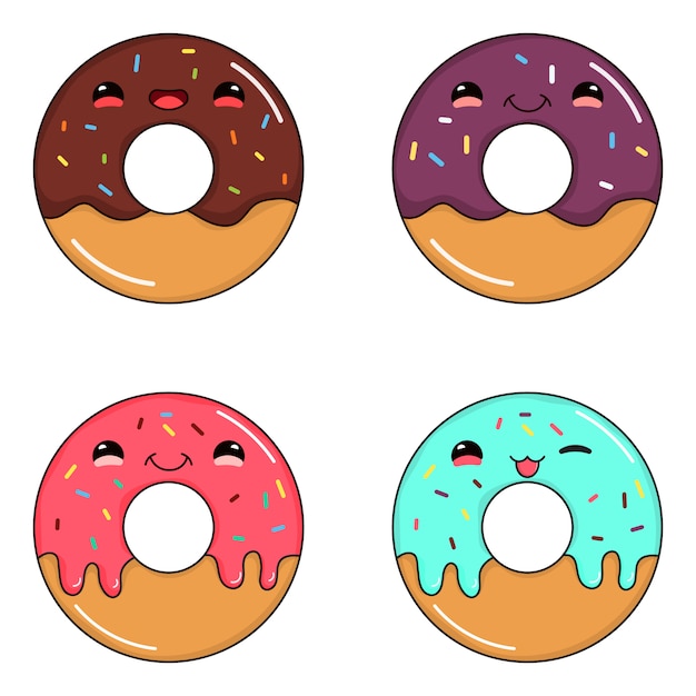 Cute adorable donuts collection