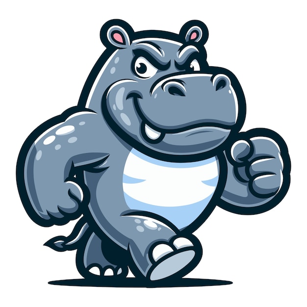 Vector cute adorable hippopotamus cartoon mascot character vector illustration hippo flat design