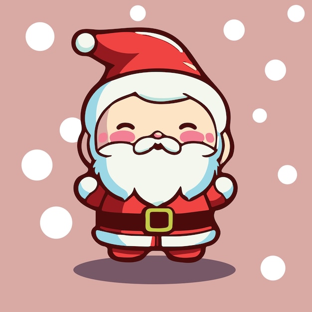 Cute adorable kawaii santa illustration happy christmas celebration