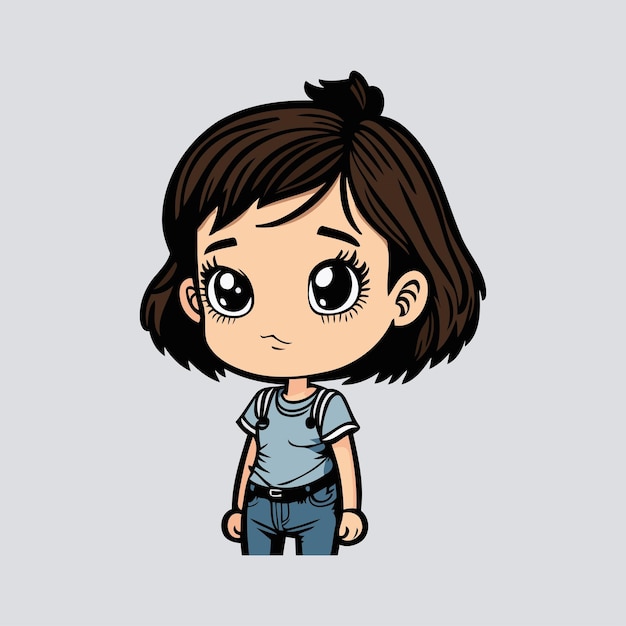 Cute adorable Little Girl character avatar isolated