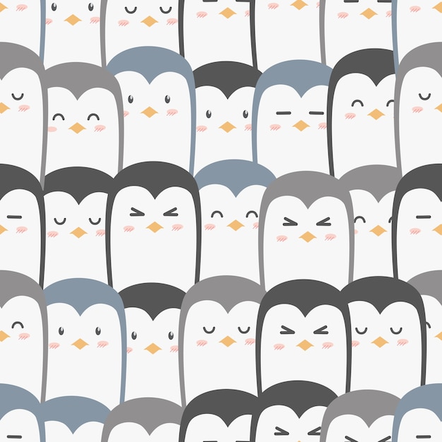 Cute adorable penguins cartoon seamless pattern wallpaper