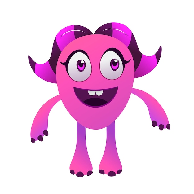 Cute Adorable Purple Monster Character Vector Mascot Illustration