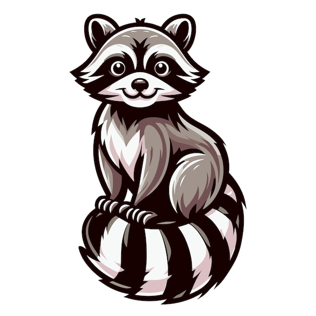 Vector cute adorable raccoon cartoon character vector illustration funny racoon flat design template