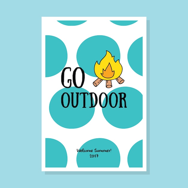 귀여운 모험과 여름 카드 / 포스터 디자인 시리즈 여행